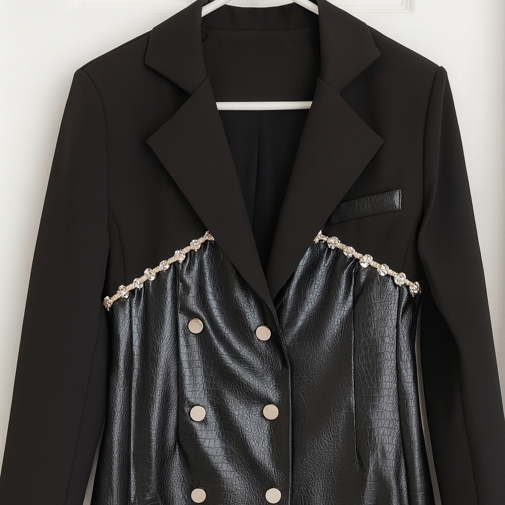 Elegant Black Women's Dress with Silver Accents